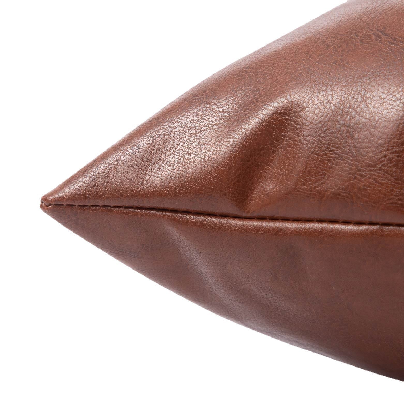HKM-990547 Leather Pillowcase for Cushions - Available in Brown, Reddish Brown, Dark Brown, Dark Green - 30x50cm & 43x43cm