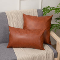 HKM-990547 Leather Pillowcase for Cushions - Available in Brown, Reddish Brown, Dark Brown, Dark Green - 30x50cm & 43x43cm
