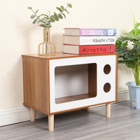 HKM-990547 Pet Wooden Nest Bedside Table for Cats in Various Wood Colors