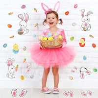 HKM-990675 Bunny Egg Decorative Wall Stickers for Children's Rooms - PVC Mural Art, Medium Size