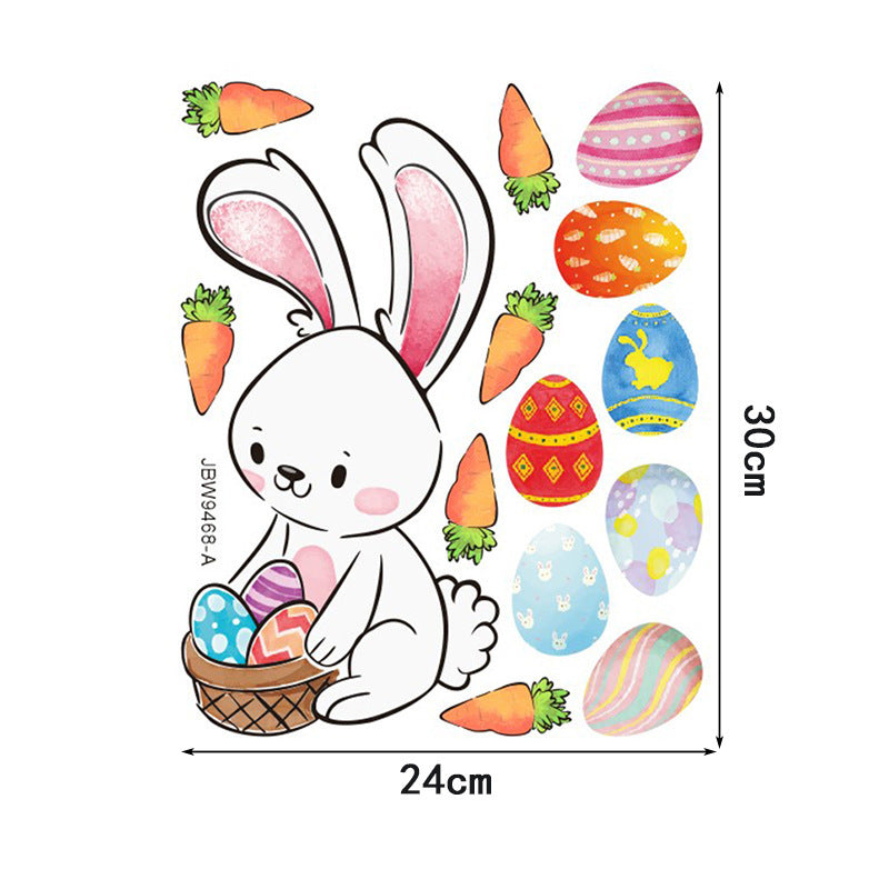HKM-990675 Bunny Egg Decorative Wall Stickers for Children's Rooms - PVC Mural Art, Medium Size