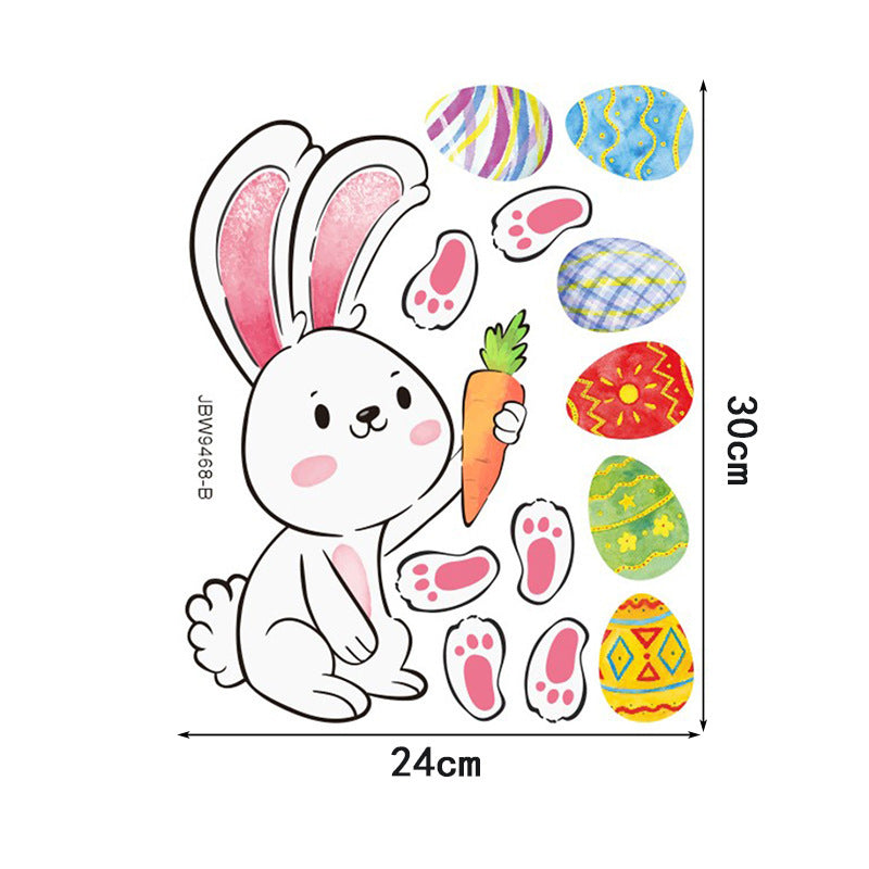 HKM-990675 Bunny Egg Decorative Wall Stickers for Children's Rooms - PVC Mural Art, Medium Size
