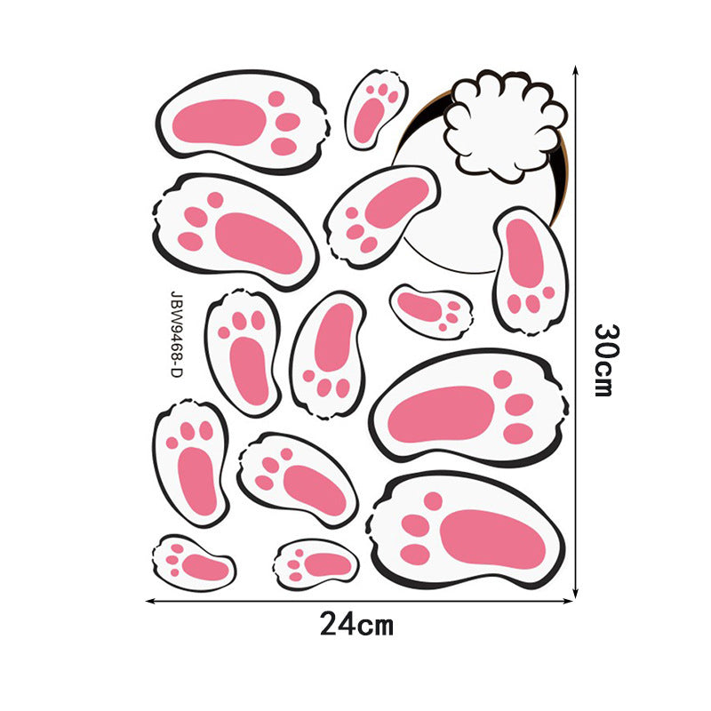 HKM-990675 Bunny Egg Decorative Wall Stickers for Children's Rooms - PVC Mural Art, Medium Size