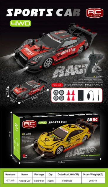 HKM-990739 1/20 Scale Remote Control Drift Car with LED Lights and Four Wheel Drive