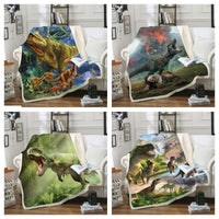 HKM-990739 3D Cartoon Dinosaur Soft Office Blanket in Multiple Sizes