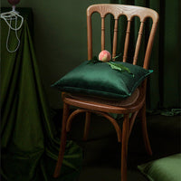 HKM-990803 Solid Color Pastoral Velvet Pillowcase - Square Cushion Cover, 45x45cm & 55x55cm, Available in Dark Green, Emerald, and Blue