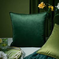 HKM-990803 Solid Color Pastoral Velvet Pillowcase - Square Cushion Cover, 45x45cm & 55x55cm, Available in Dark Green, Emerald, and Blue