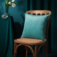 HKM-990803 Solid Color Pastoral Velvet Pillowcase - Square Cushion Cover, 45x45cm & 55x55cm, Available in Dark Green, Emerald, and Blue