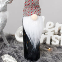 HKM-990867 Christmas Knitted Bota Bag with Gray Background and Red Dots - Holiday Ornament