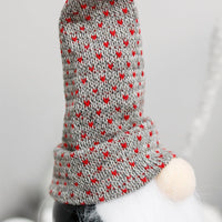 HKM-990867 Christmas Knitted Bota Bag with Gray Background and Red Dots - Holiday Ornament