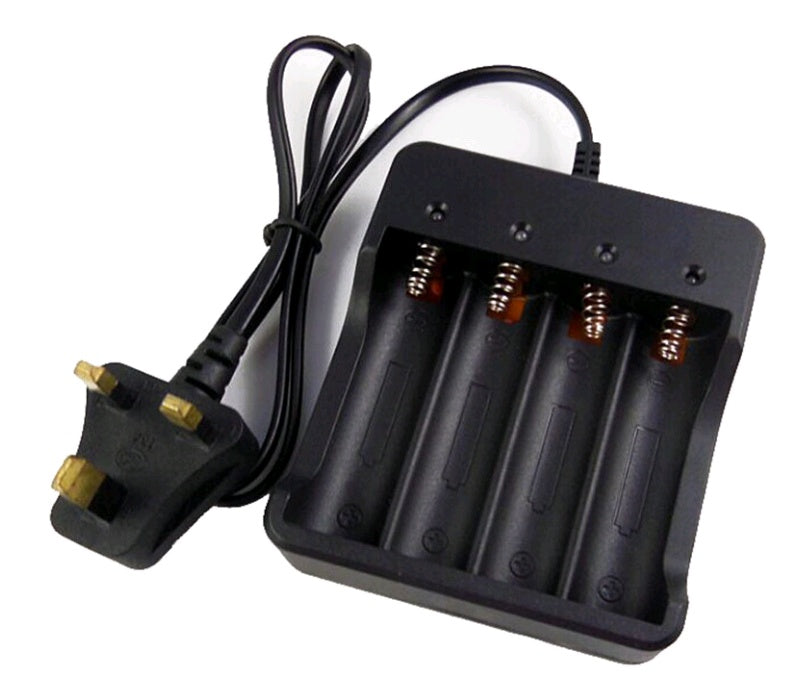 HKM-990931 18650 4-Slot Lithium Battery Charger for 3.7V/4.2V with Strong Light Capability