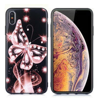 HKM-990995 Diamond-Studded Silicone Protective Phone Case with Butterfly Design for Apple Models