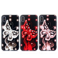 HKM-990995 Diamond-Studded Silicone Protective Phone Case with Butterfly Design for Apple Models