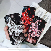HKM-990995 Diamond-Studded Silicone Protective Phone Case with Butterfly Design for Apple Models