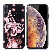 HKM-990995 Diamond-Studded Silicone Protective Phone Case with Butterfly Design for Apple Models