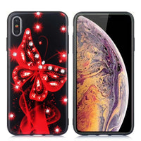 HKM-990995 Diamond-Studded Silicone Protective Phone Case with Butterfly Design for Apple Models