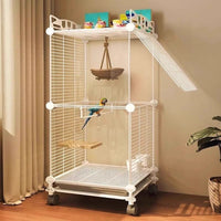 HKM-990995 Large Luxury Bird Cage with Universal Wheels and Multi-functional Accessories