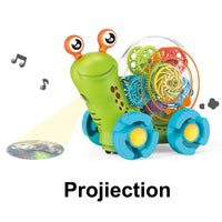 HKM-990995 Transparent Rotating Musical Projection Snail Toy for Children Ages 3+ - 360° Flashing Light Fun