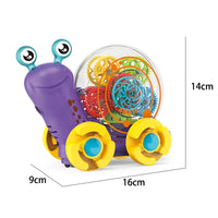 HKM-990995 Transparent Rotating Musical Projection Snail Toy for Children Ages 3+ - 360° Flashing Light Fun