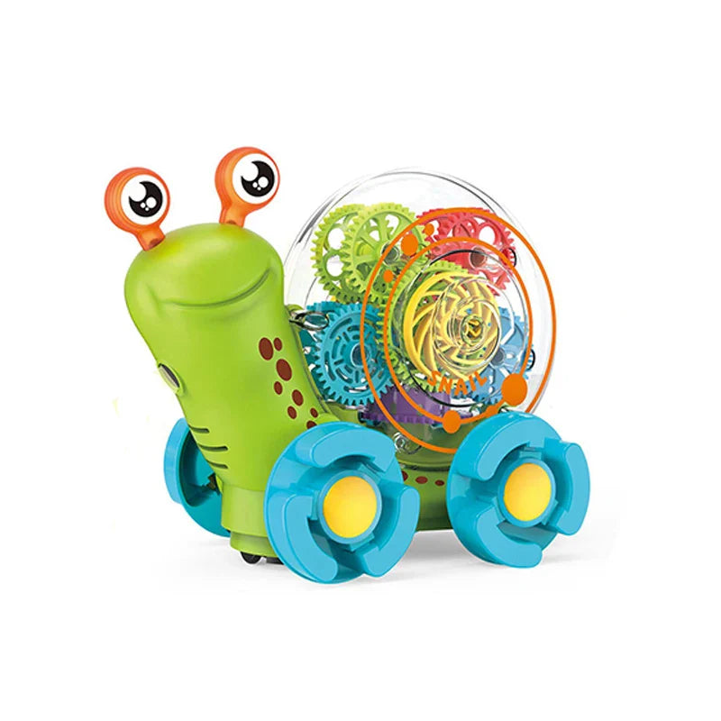 HKM-990995 Transparent Rotating Musical Projection Snail Toy for Children Ages 3+ - 360° Flashing Light Fun