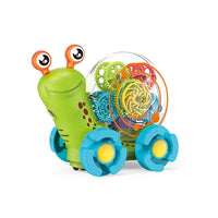 HKM-990995 Transparent Rotating Musical Projection Snail Toy for Children Ages 3+ - 360° Flashing Light Fun