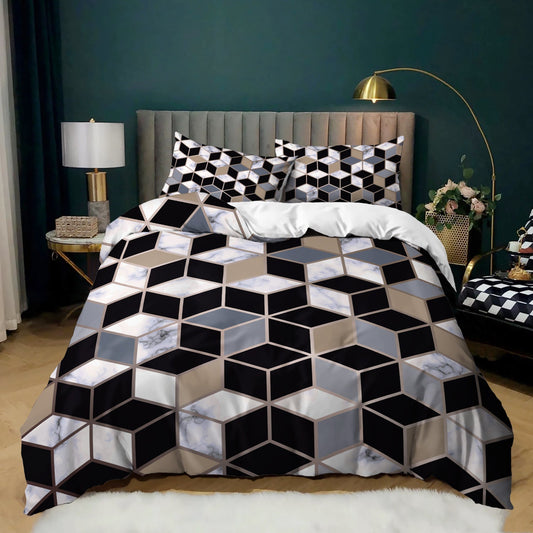 HKM-991059 Flower Color 4-Piece Quilt Cover Set, Soft Chemical Fiber Bedding for 1.8m Bed