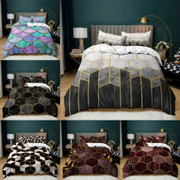 HKM-991059 Flower Color 4-Piece Quilt Cover Set, Soft Chemical Fiber Bedding for 1.8m Bed
