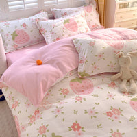 HKM-991059 Strawberry Print 3 Piece Microfiber Duvet Cover Set with Pillow Shams in Multiple Sizes
