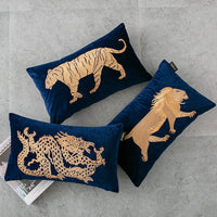 HKM-991187 Embroidery Throw Pillow Cushion for Sofa and Office - Dark Blue Designs