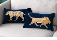 HKM-991187 Embroidery Throw Pillow Cushion for Sofa and Office - Dark Blue Designs