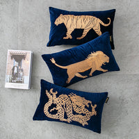 HKM-991187 Embroidery Throw Pillow Cushion for Sofa and Office - Dark Blue Designs