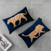 HKM-991187 Embroidery Throw Pillow Cushion for Sofa and Office - Dark Blue Designs