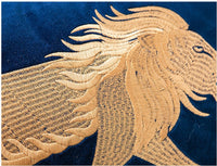 HKM-991187 Embroidery Throw Pillow Cushion for Sofa and Office - Dark Blue Designs