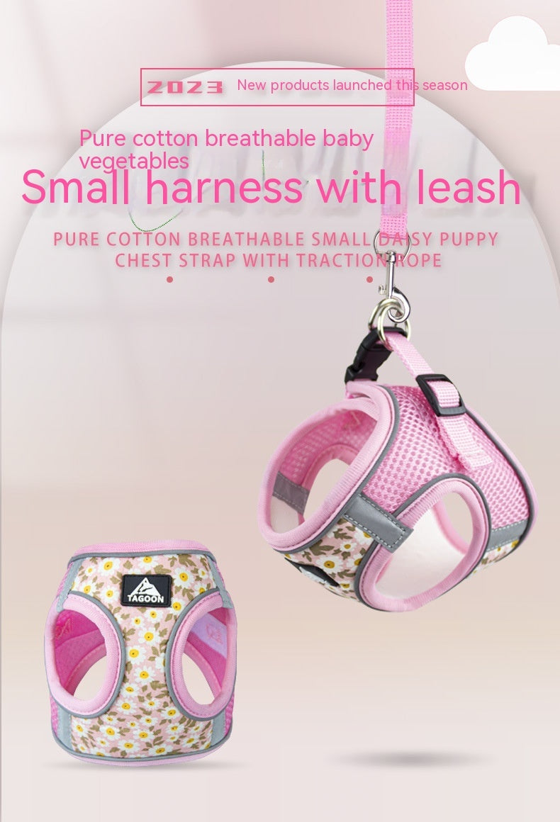 HKM-991251 Breathable Dog and Cat Rope Leash with Anti-Break Chest Strap