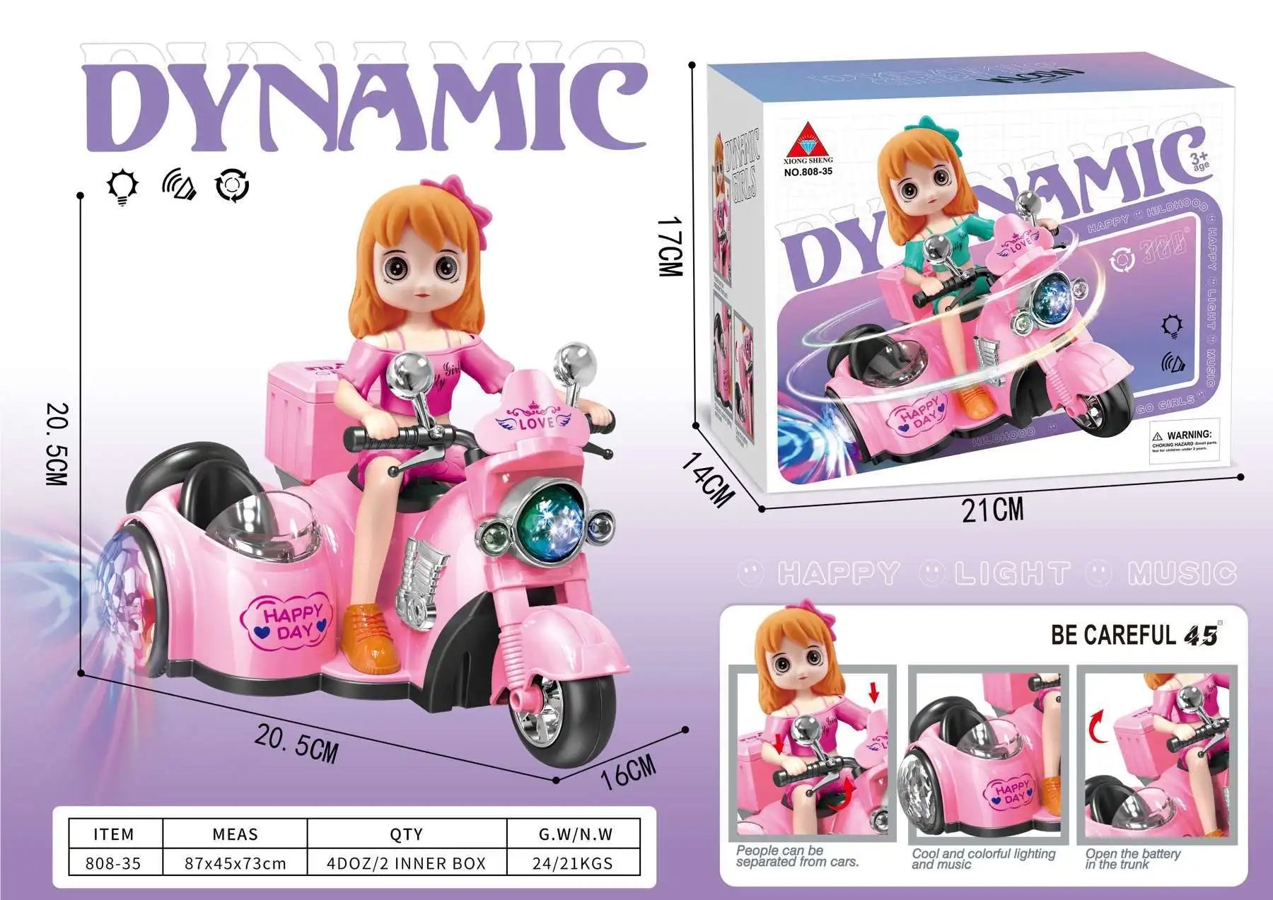 HKM-991571 Battery Operated Balance Car Doll Toy with Music and Light for Kids