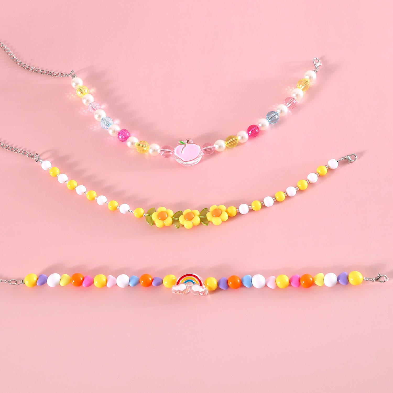 HKM-991763 Colorful Bead Pearl Pet Necklace with Small Flower Design for Cats and Small Dogs