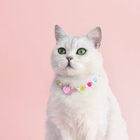 HKM-991763 Colorful Bead Pearl Pet Necklace with Small Flower Design for Cats and Small Dogs