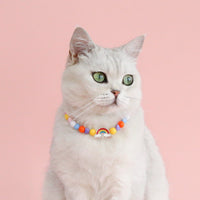 HKM-991763 Colorful Bead Pearl Pet Necklace with Small Flower Design for Cats and Small Dogs