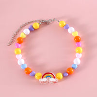 HKM-991763 Colorful Bead Pearl Pet Necklace with Small Flower Design for Cats and Small Dogs