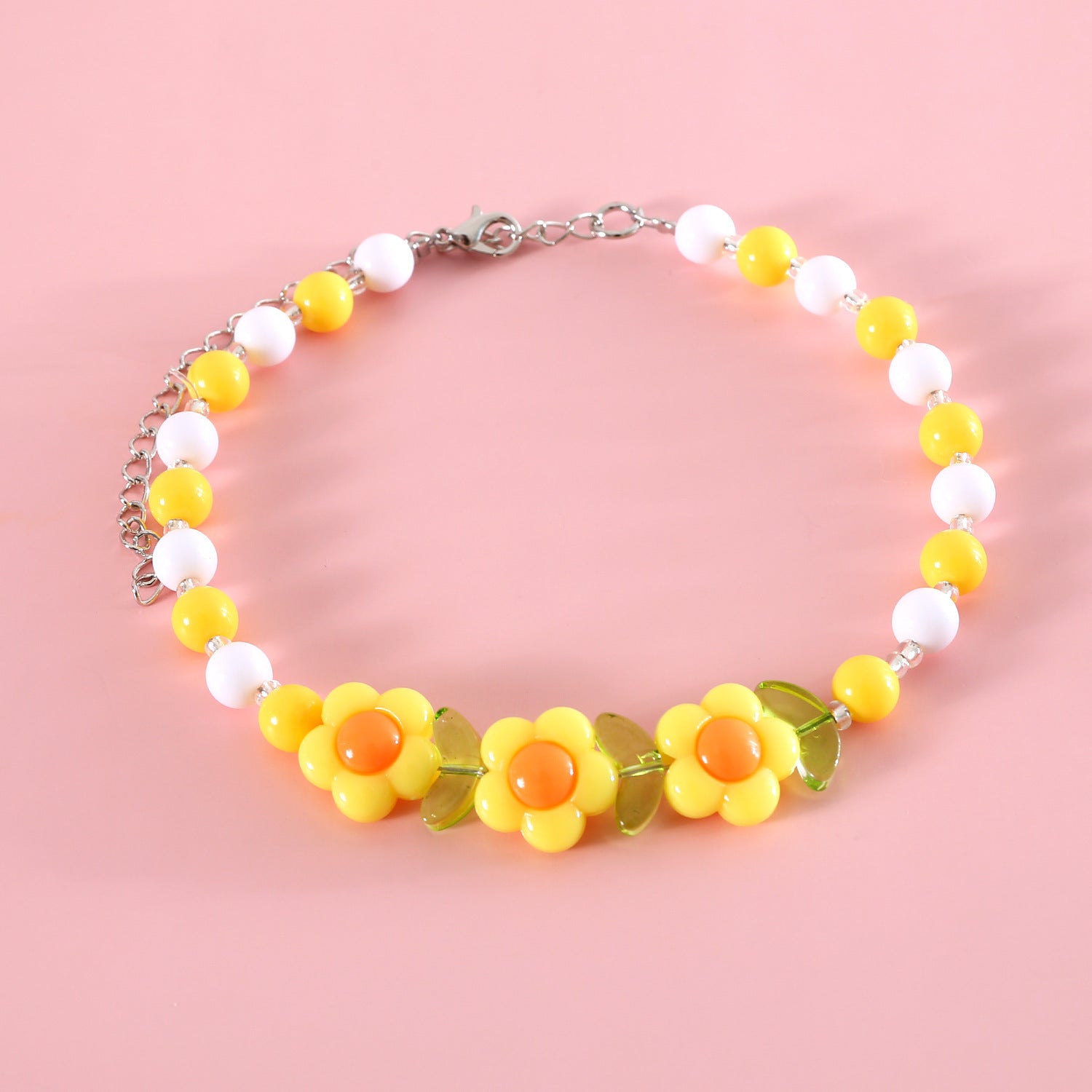 HKM-991763 Colorful Bead Pearl Pet Necklace with Small Flower Design for Cats and Small Dogs