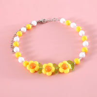 HKM-991763 Colorful Bead Pearl Pet Necklace with Small Flower Design for Cats and Small Dogs