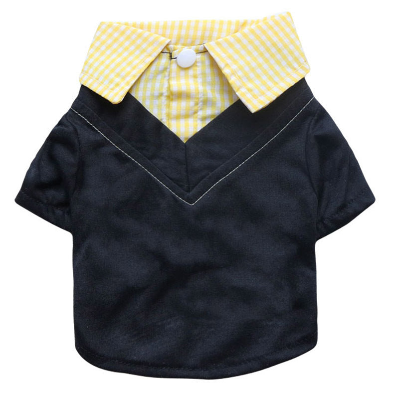 HKM-991763 Plaid Pointed Collar Suit for Dogs - Polyester Fiber, Multiple Sizes Available