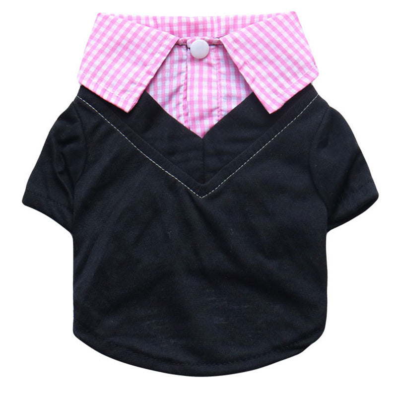 HKM-991763 Plaid Pointed Collar Suit for Dogs - Polyester Fiber, Multiple Sizes Available