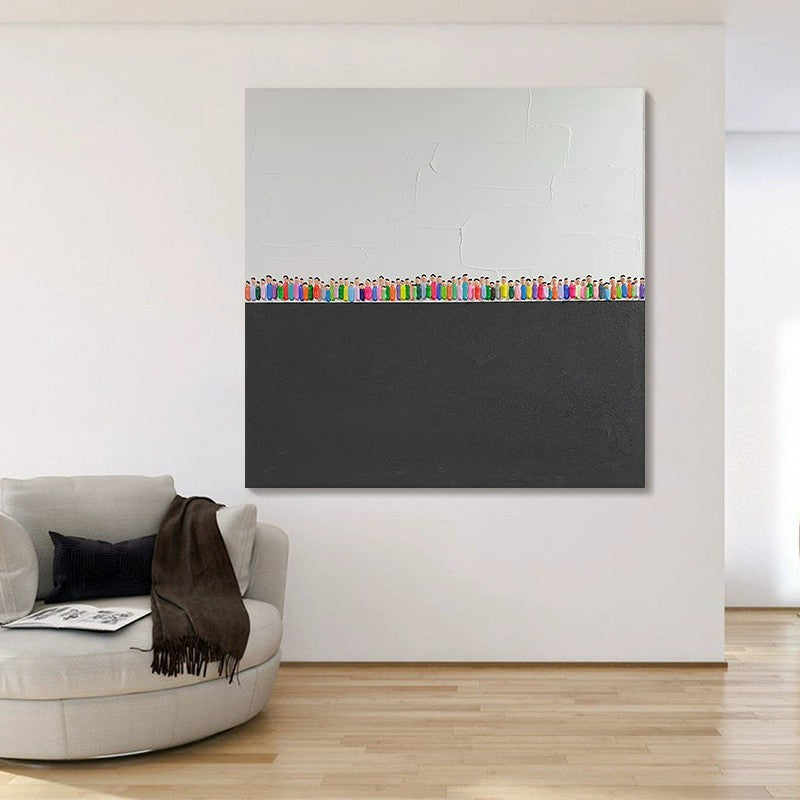 HKM-991827 Modern Hand-Painted Abstract Acrylic Wall Art on Canvas for Home Decor