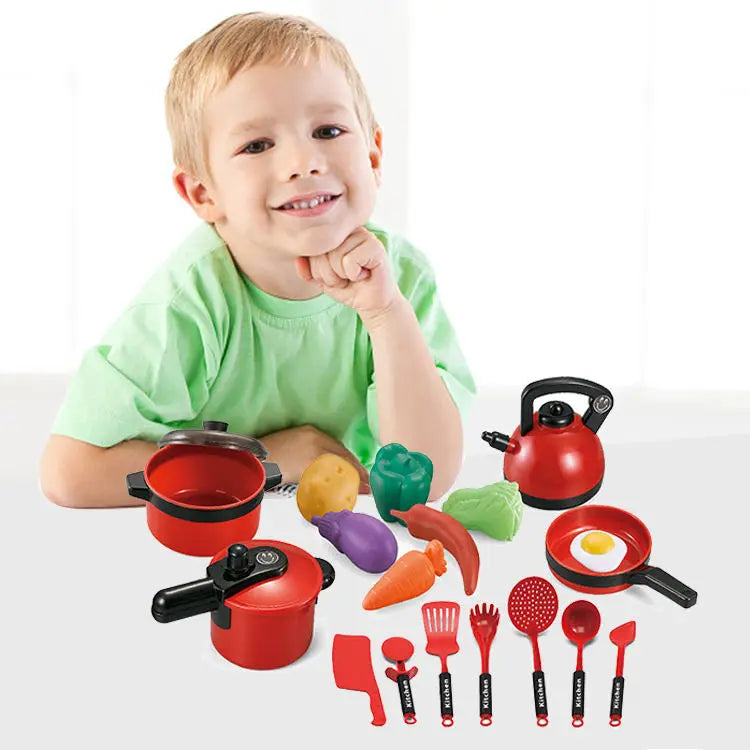 Interactive Kitchen Play Set for Kids - Pretend Cooking Toys with Tableware and Food, Ages 2-14