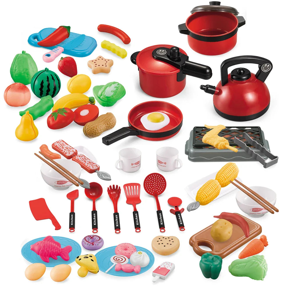 Interactive Kitchen Play Set for Kids - Pretend Cooking Toys with Tableware and Food, Ages 2-14