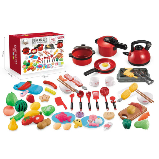 Interactive Kitchen Play Set for Kids - Pretend Cooking Toys with Tableware and Food, Ages 2-14