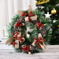 HKM-992019 Christmas Decorations Handmade Garland with Flowers, Fruits and Knots for Window and Door Hanging
