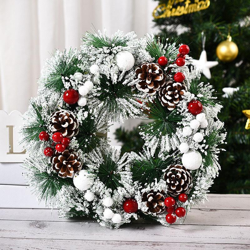 HKM-992019 Christmas Decorations Handmade Garland with Flowers, Fruits and Knots for Window and Door Hanging
