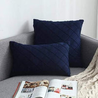 HKM-992339 Plush Suede Cushion Cover in Grid Pattern - Available in 30x50cm and 45x45cm Sizes